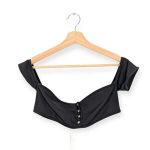 NWT Beach Bunny Swimwear Presley Black Off Shoulder Bikini Top Size XL